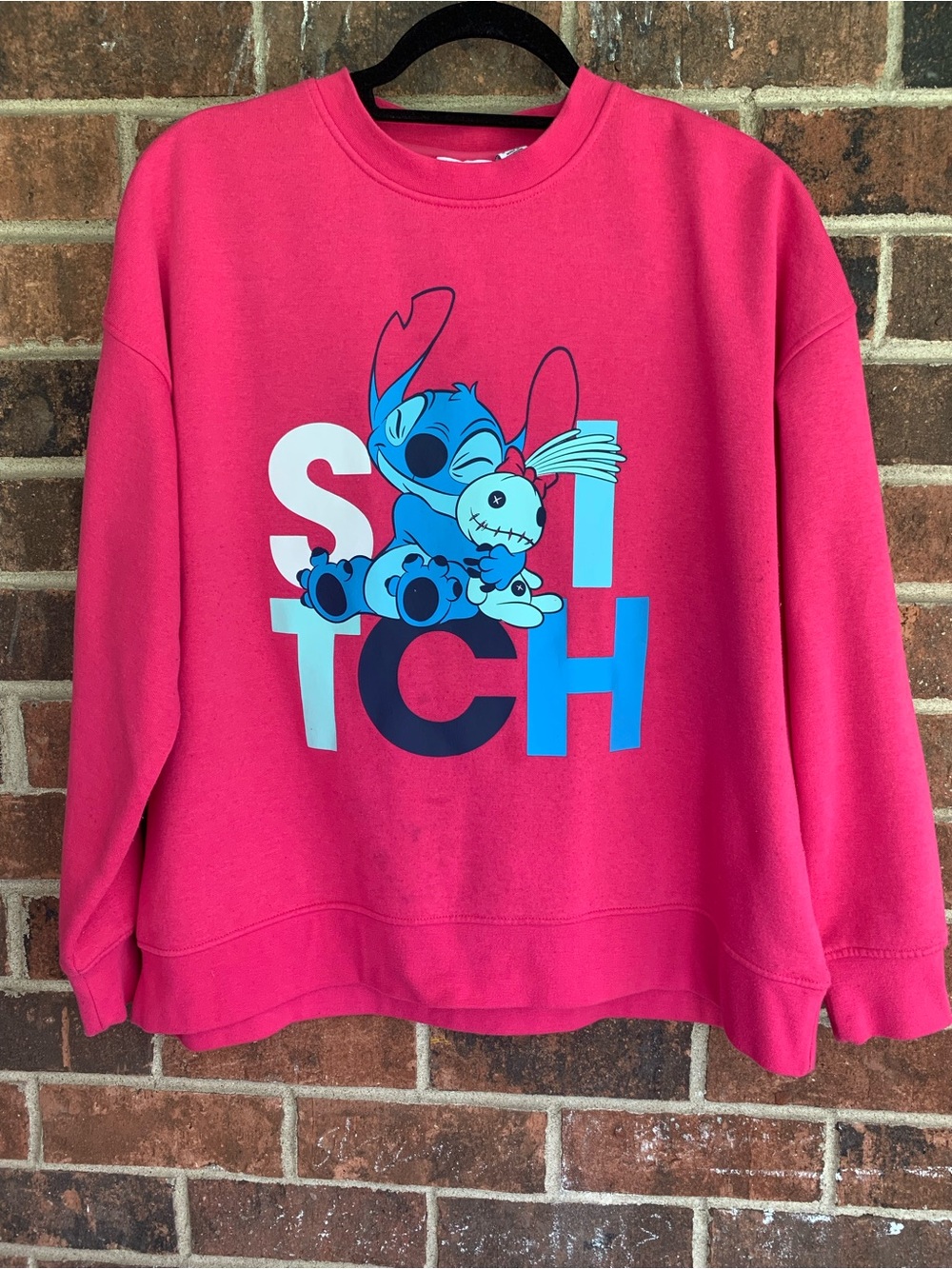 Primark Hot Pink Disney Stitch Graphic Crewneck Sweatshirt